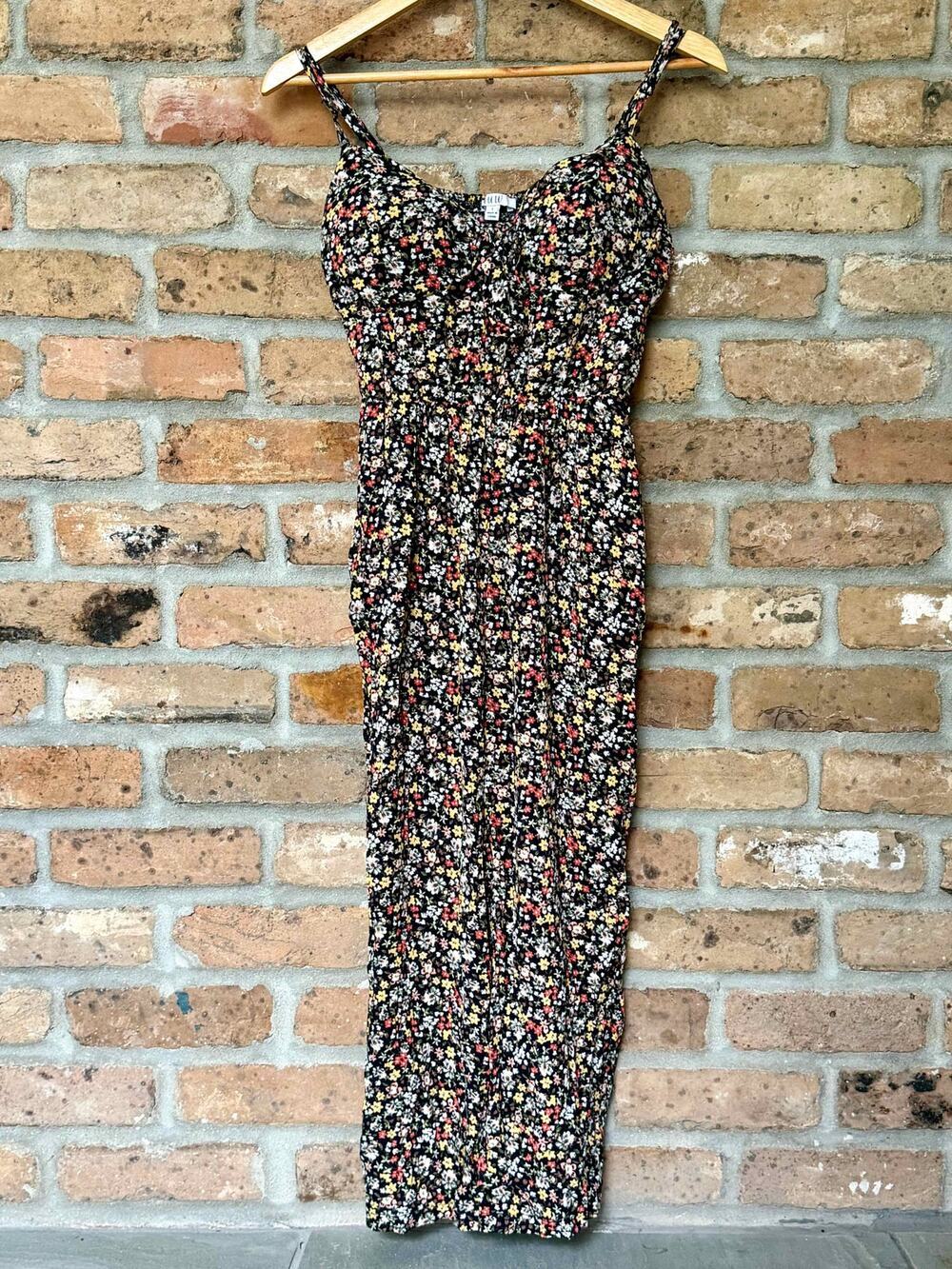 AUW Floral Women's Large Floral Strappy Romper Cottagecore